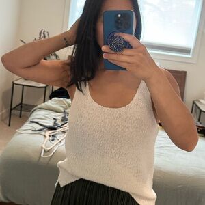 Aerie White Popcorn Sweater Tank Camisole (small)